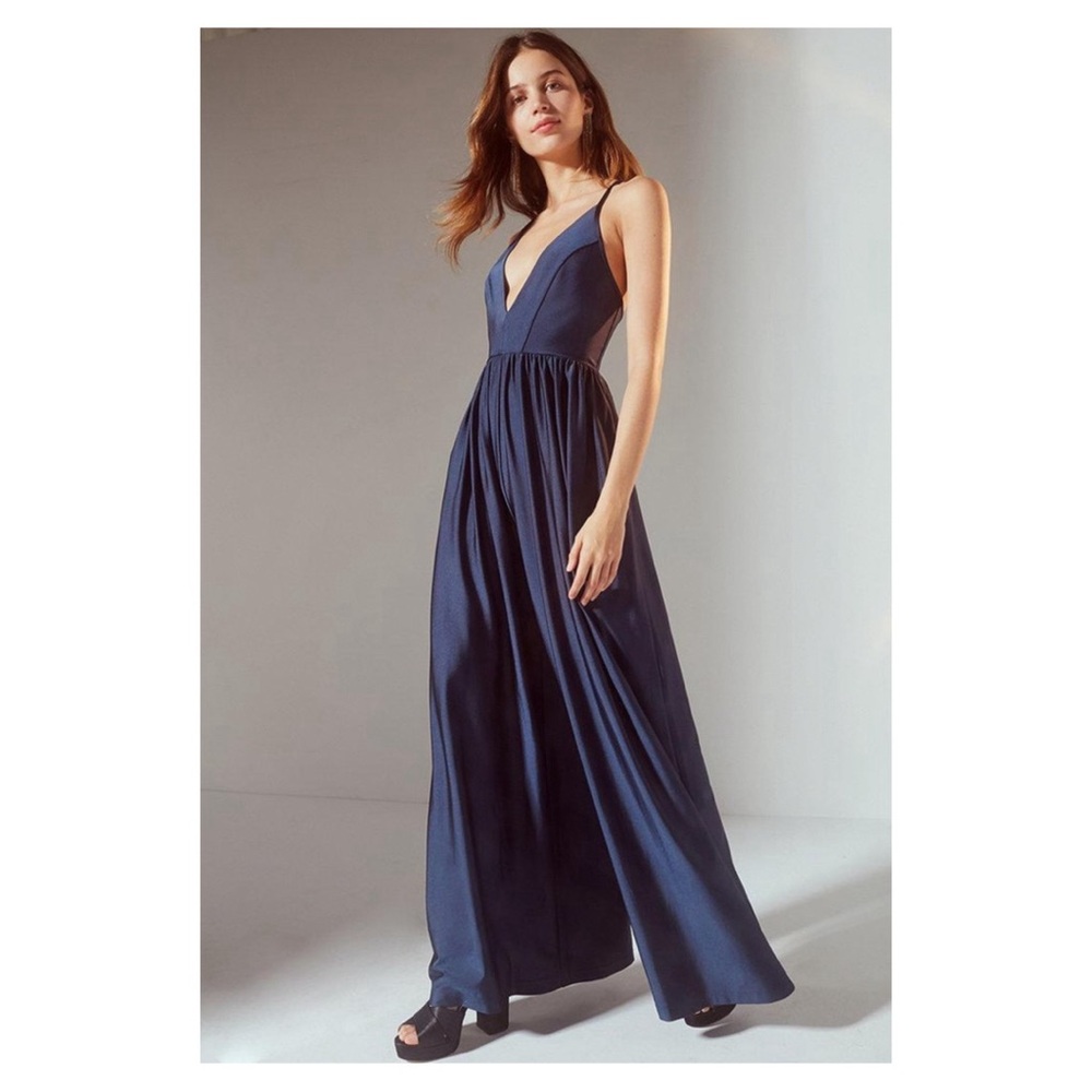 Urban Outfitters Gia Plunging Shimmer Jumpsuit